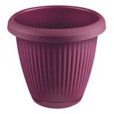 Vaso De Flor Plástico Gg C prato 19 6 L Moderno Decorativo Cor Bordô Listrado