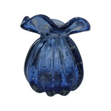 Vaso De Murano Trouxinha Decoração Âmbar 16cm Azul Marinho