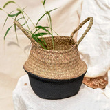 Vaso De Palha Rústico Alto Vime Decoração Flor Planta Revist Cor Preto