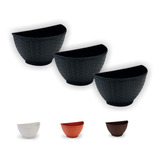 Vaso De Parede Rattan P Kit Com 3 Jardim Vertical Orquidea