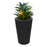 Vaso De Planta Redondo Rustico Com Prato Tamanho G