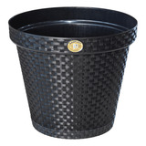 Vaso De Plantas Redondo C Prato Rattan 36 Lt Preto Arqplast