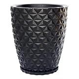 Vaso De Polietileno Para Plantas Jardim Varanda Sala Casa Luxo Coluna Diamante C Prato Coletor PRETO