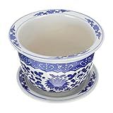 Vaso De Porcelana Azul E Branco