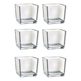 Vaso De Vidro Quadrado 5x5 Cachepot 6 Unidades