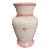 Vaso Decorativo Em Cerâmica Rosa Pintado A Mão