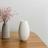 Vaso Decorativo Oval Canelado Design Moderno E Minimalista Perfeito Para Salas Quartos Escritórios Cozinhas E Banheiros Branco