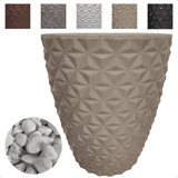 Vaso Decorativo Para Planta Polietileno Pedras Branca Jardim