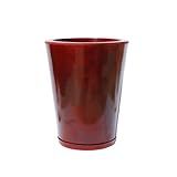 Vaso Decorativo Polietileno Para Plantas Coluna Redonda Cone Lisa Moderna Jardim Sala N2 Com Prato 40x32 Vermelho