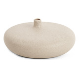 Vaso Em Ceramica Bege Bojudo Decor Mart