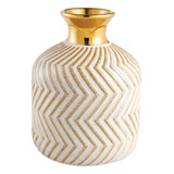 Vaso Em Ceramica Dourado