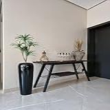 Vaso Fibra De Vidro Vitrificado Estilo Vietnamita 76x29cm Preto 