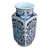 Vaso Floral Quadarado De Porcelana Chinesa Desenho C Relevo