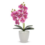 Vaso Flores Artificiais Arranjo Orquídea Decorativa Premium Cor Pink