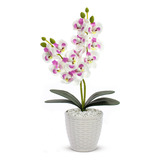 Vaso Flores Artificiais Arranjo Orquídea Decorativa Premium