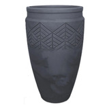 Vaso Jardim Flores Tribo Cilíndrico 44 Preto Ardósia Japi