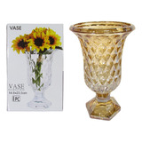 Vaso Para Decoração Cristal Vidro Grosso Primeira Linha Taça Cor Ambar