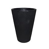 Vaso Planta Decorativo Jardim Polietileno Coluna Redonda 35x49 Cor Preto