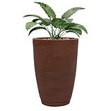 Vaso Polietileno Para Plantas Jardim Sala Luxo Cone Bojo 1 Com Prato Marrom 