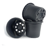 Vaso Pote 13 Plastico Plantar Flores Cacto Suculenta 100 Und Cor Preto Liso