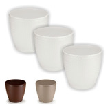 Vaso Rattan M2 kit Com 3 Unidades Cachepos Violeta Suculenta