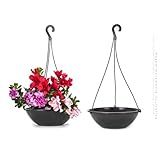 Vaso Suspenso Cuia Com Alça- 25cm- 2-8L- Terracota E Preto- Kit Com 10 Unidades -Preto-