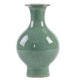 Vaso Verde De Porcelana Para Decoração De Casa Com Arte Chinesa Feita à Mão Com Rachaduras De Gelo Antigas De 28 Cm
