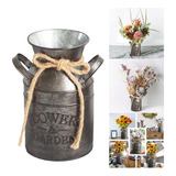 Vaso Vintage Chique Antigo Lata Leite Metal Galvaniza