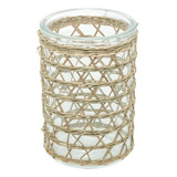 Vaso Wolff De Vidro E Fibra Natural 13x10cm