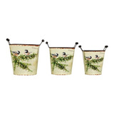 Vaso Zinco Kit 3 Peças Pássaros P  Jardim Sacada 25x20x20cm