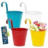 Vasos De Flores Pendurados Em Metal 12 7 Cm De Metal Para Pendurar Vasos De Flores Pacote Com 4 Suporte De Flores Com Gancho Decoração Interna E Externa Para Trilhos Cercas Jardim Cores