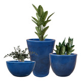 Vasos De Plantas Decorativos Cimento Queimado Luxo 3 Peças