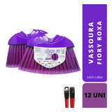 Vassoura Fiory Plumada Roxa Cx C 12 Uni Cabo Listrado Full