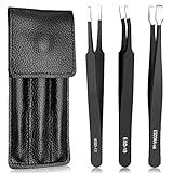 Vastar Kit De Pinça ESD De Precisão Pinças Antiestáticas Não Magnéticas Ponta Arredondada ESD 13 Ponta Redonda Curva ESD 19 Ponta Plana ESD 34A Sa Aço Inoxidável à Prova De Ferrugem Bolsa De Armazenamento