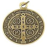 Vatican Imports Medalha Grande De São Bento 5 Cm De Diâmetro Bronze Antigo 