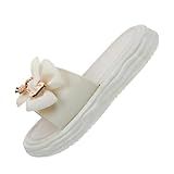 Vaveren Sandálias Femininas Da Moda Chinelos Plataforma Gravata Borboleta Sapatos Antiderrapantes Chinelos Planos Para Rua Verão Praia Férias 36 37 Branco