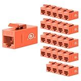 VCE RJ45 Cat6 Keystone Jacks Slim Profile UL Listed Pacote Com 25 Unidades Ethernet De 90 Graus Adaptador De Conector Keystone Perfurado Em Laranja