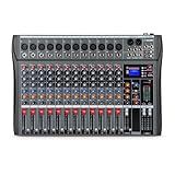 VDA212L Mesa De Som 12 Canals- Small Stage Bluetooth USB MP3- Entrada 48V Phantom Power DJ Audio Network Karaoke Mobile Live High Power Mixer Professional 12 Channel Studio Audio Mixer 110V-220V