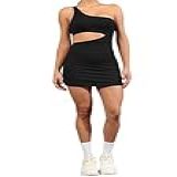 VECVOC Vestido De Tênis Feminino De Verão Com Shorts Embutidos Para Exercícios Esportivos De Golfe Preto P