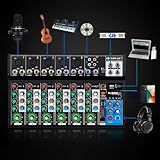 VEDO AF7 Mixer Profissional 7 Canais Com Bluetooth- Phantom Power 48V E Entradas XLR-TRS - USB Type-C- EQ 3 Bandas- Loopback Para Transmissão Ao Vivo E Gravação Em Home Studio