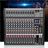 VEDO Mesa De Som 12 Canal- Small Stage Bluetooth USB MP3- Entrada 48V Phantom Power DJ Audio Network Karaoke Mobile Live High Power Mixer Professional 12 Channel Studio Audio Mixer 110V-220V 12 Canais