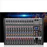 VEDO Mesa De Som 12 Canal- Small Stage Bluetooth USB MP3- Entrada 48V Phantom Power DJ Karaoke Mobile Live High Power Mixer Professional 12 Channel Studio Audio Mixer 110V-220V 12 Canais