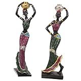 Veemoon 2 Unidades Decoração De Beleza Africana Estátuas Antigas Vintage Decoração Vintage Estátuas Femininas Africanas Decoração De Casa Preto Multar Senhorita Resina Sintética Decorações