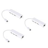 Veemoon 3 Pecas Telefone Usb Um Hub A Anotação Cartão Com Ethernet Adaptador Ethernet Conectores Para Usb Hubs Usb Vias Lácteas Tipo Hub Usb Porta Adaptadores Usb Gigabit Rj45 Branco Type