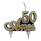Vela 50 Anos Bodas De Ouro Linda Luxo Dourada