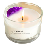 Vela Aromática Vegetal Capim limão Energizante Com Cristal