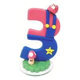 Vela Biscuit Aniversário Super Mario 1 2 3 4 5 6 7 8 9ano