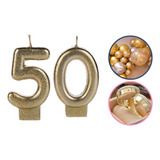 Vela Bodas De Ouro 50 Anos Glitter Dourado Brilhante