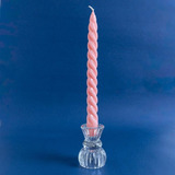 Vela Castiçal Waves Verniz Cor Rosa Bebê