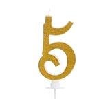 Vela De Aniversario Dourada Glitter 10cm Grande Numérica Do 0 Ao 9 Para Decorar Iluminar SilverFesta -Cinco-